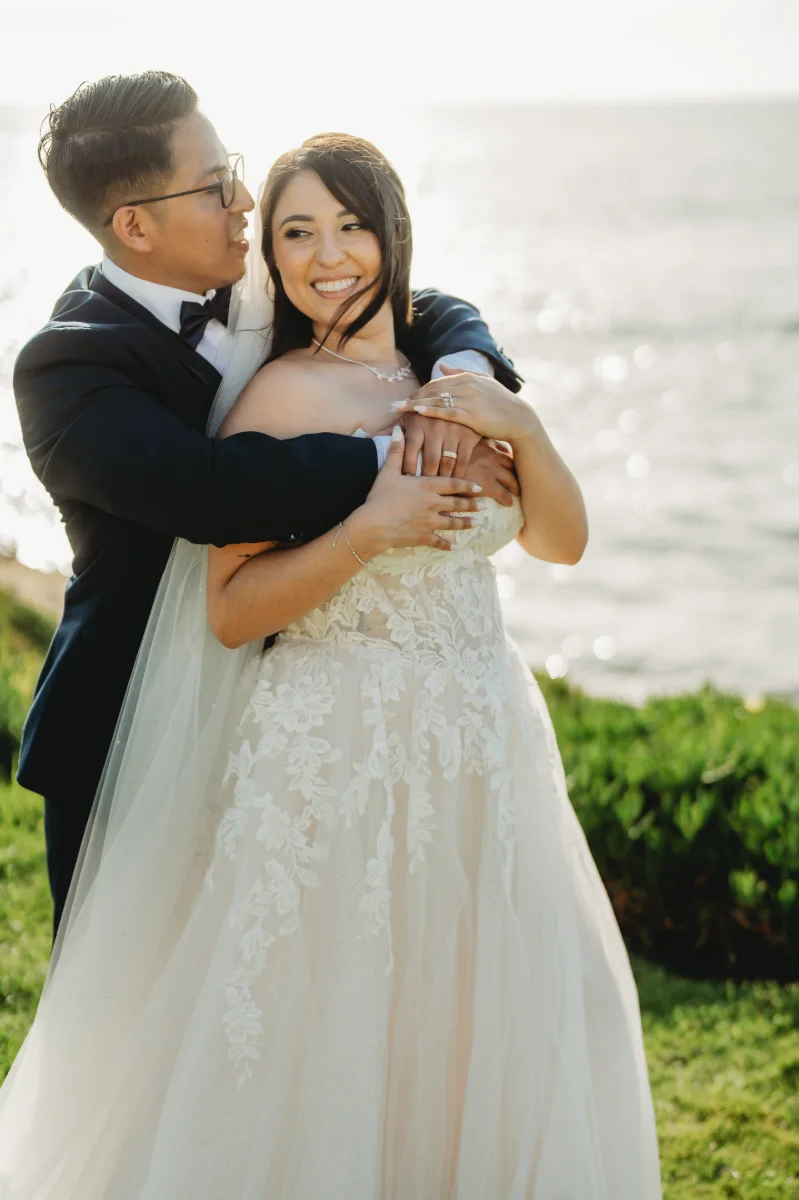 Couple portrait by the ocean